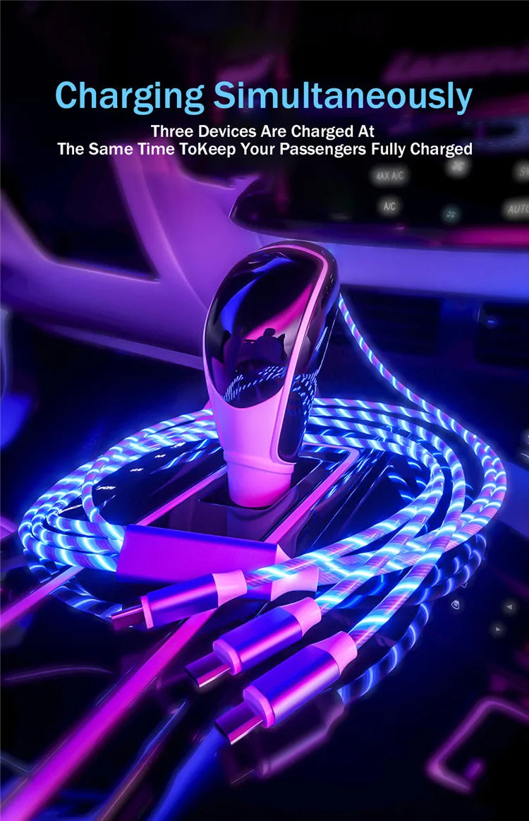 3 in 1 LED Light Glowing Charging Cable