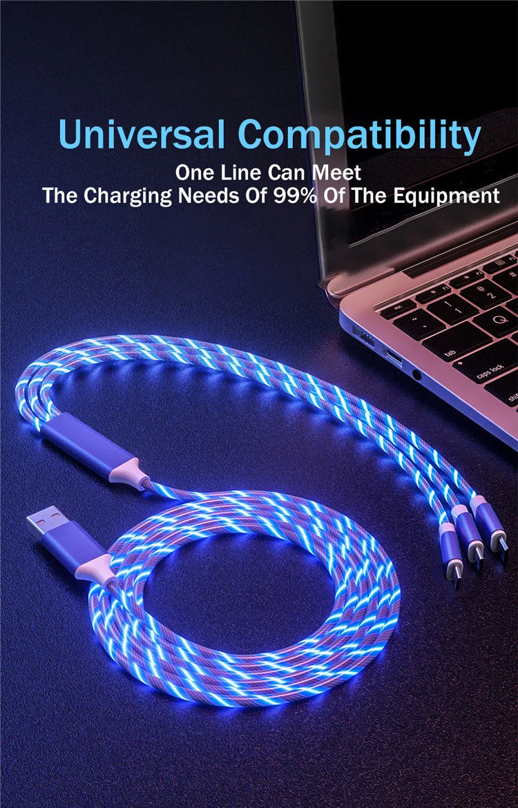 3 in 1 LED Light Glowing Charging Cable
