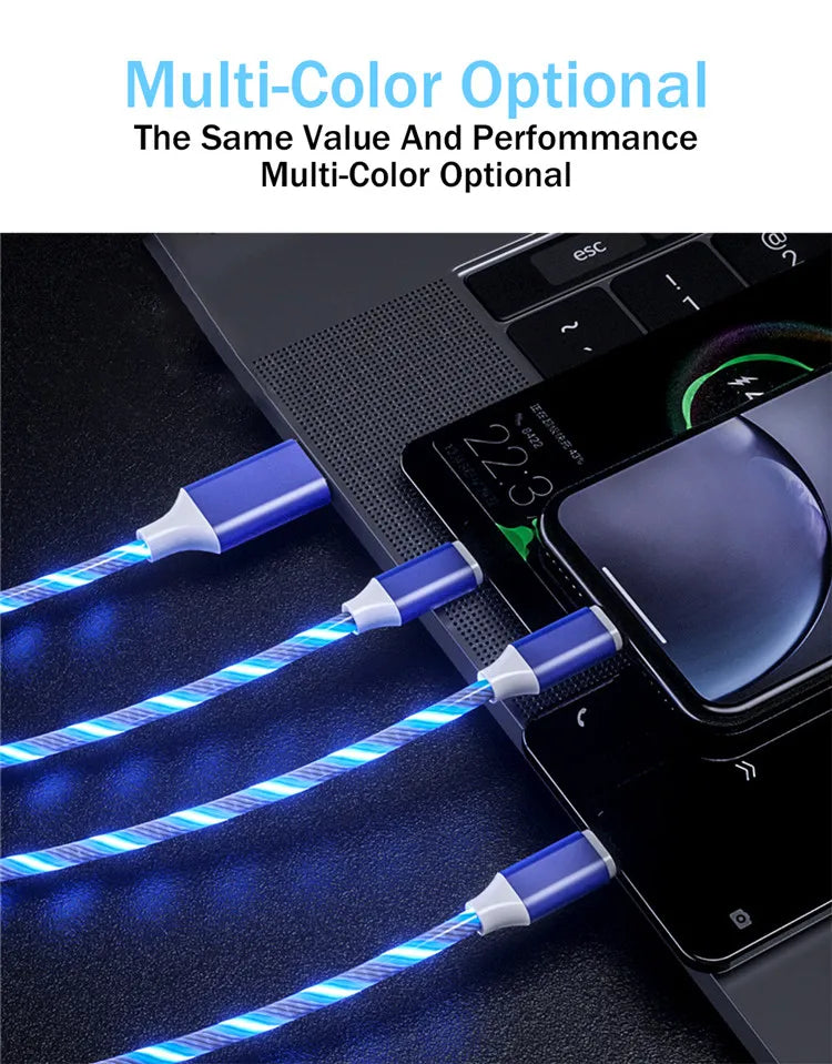 3 in 1 LED Light Glowing Charging Cable