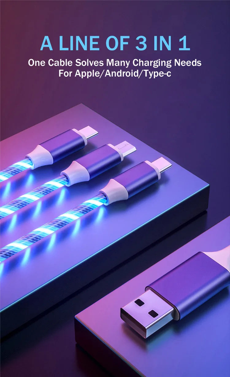 3 in 1 LED Light Glowing Charging Cable