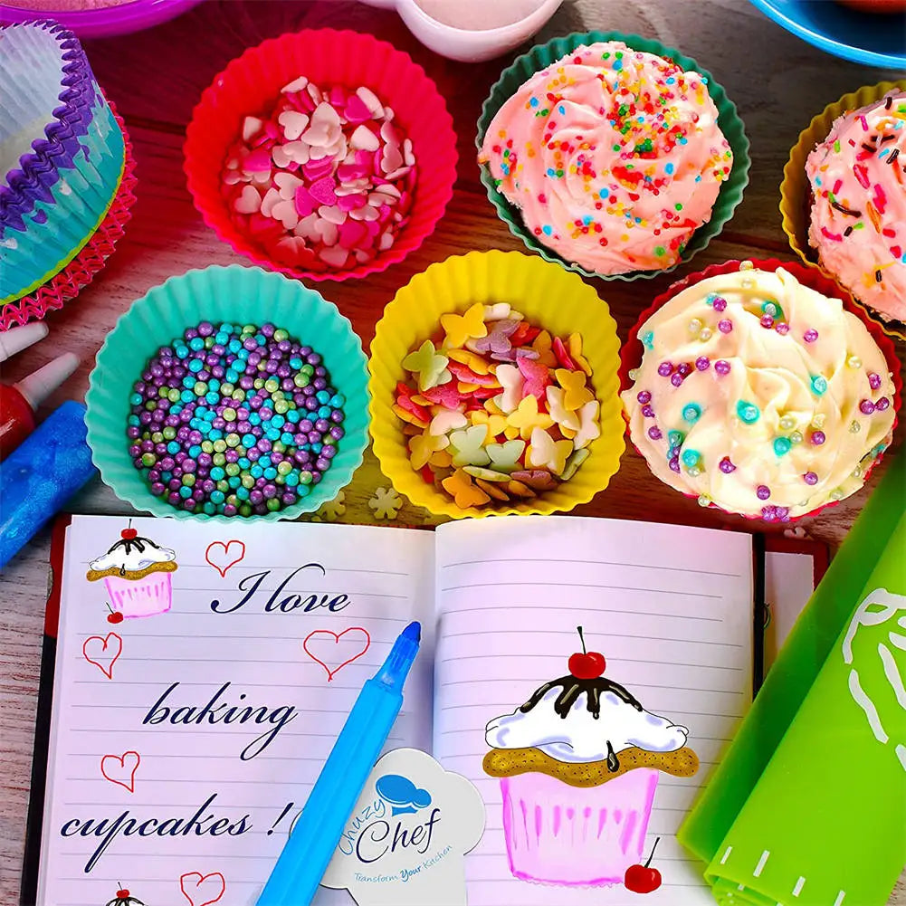 12pcs/Set Silicone Cupcake/Muffin Liners
