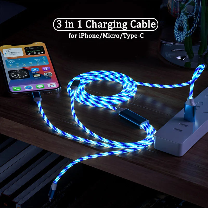3 in 1 LED Light Glowing Charging Cable