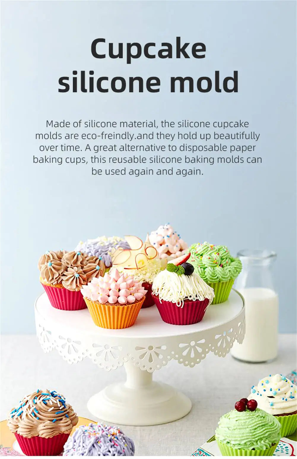 12pcs/Set Silicone Cupcake/Muffin Liners