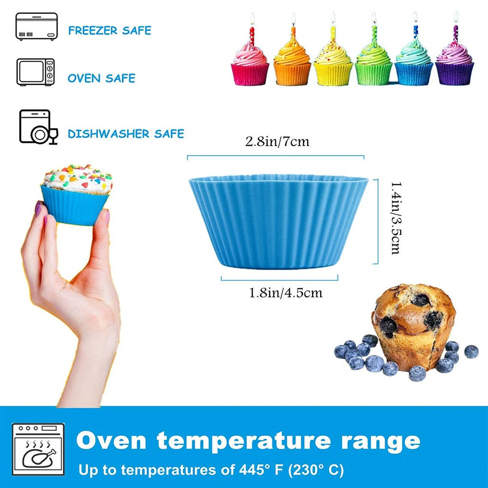 12pcs/Set Silicone Cupcake/Muffin Liners