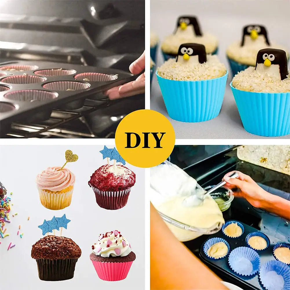 12pcs/Set Silicone Cupcake/Muffin Liners