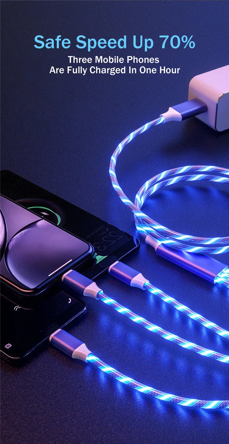 3 in 1 LED Light Glowing Charging Cable