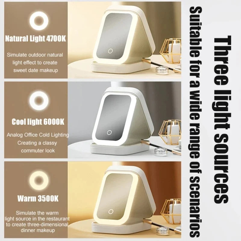 Travel Storage Box for Jewelry With Led Light Mirror